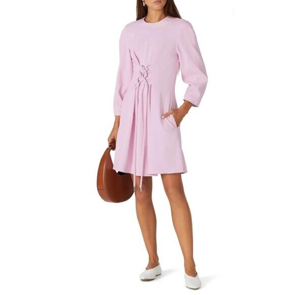TIBI Lace-Up Crepe Midi Dress Purple Lilac‎ Size 8 - Picture 16 of 16